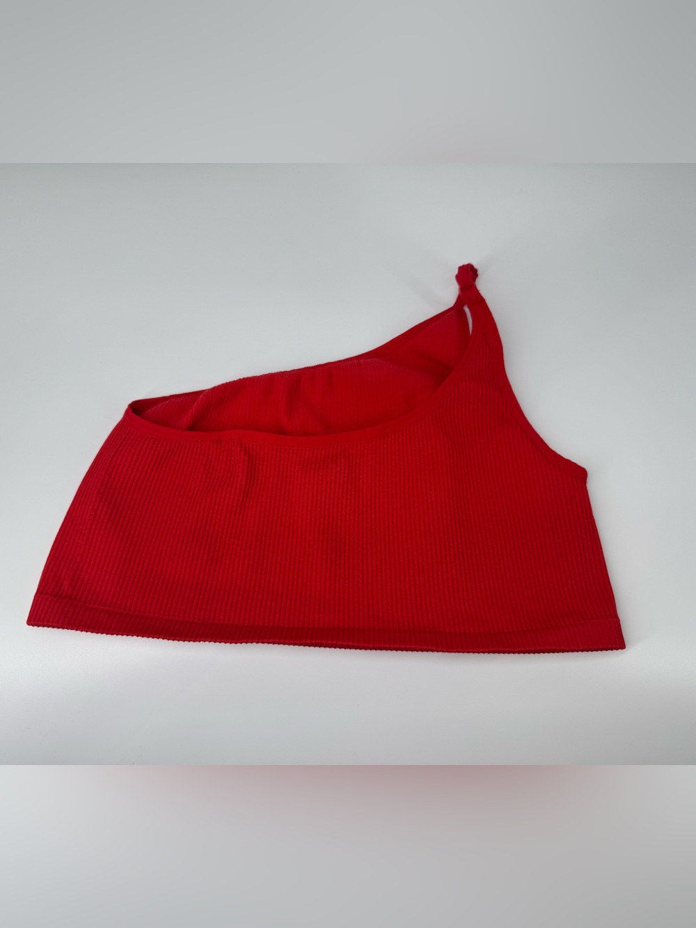 Urban Outfitters Red One Shoulder Ribbed Crop Top Y2K Club Party Size Medium - Picture 2 of 5